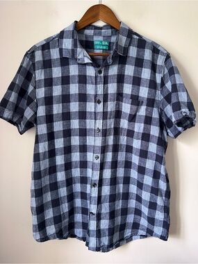 Tenth and Ocean Men's washable Linen Check Short-Sleeve Button-Down Shirt